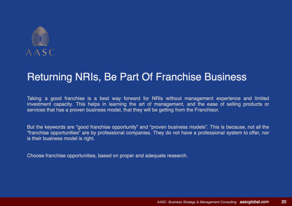 Returning NRIs Be Part Of Franchise Business